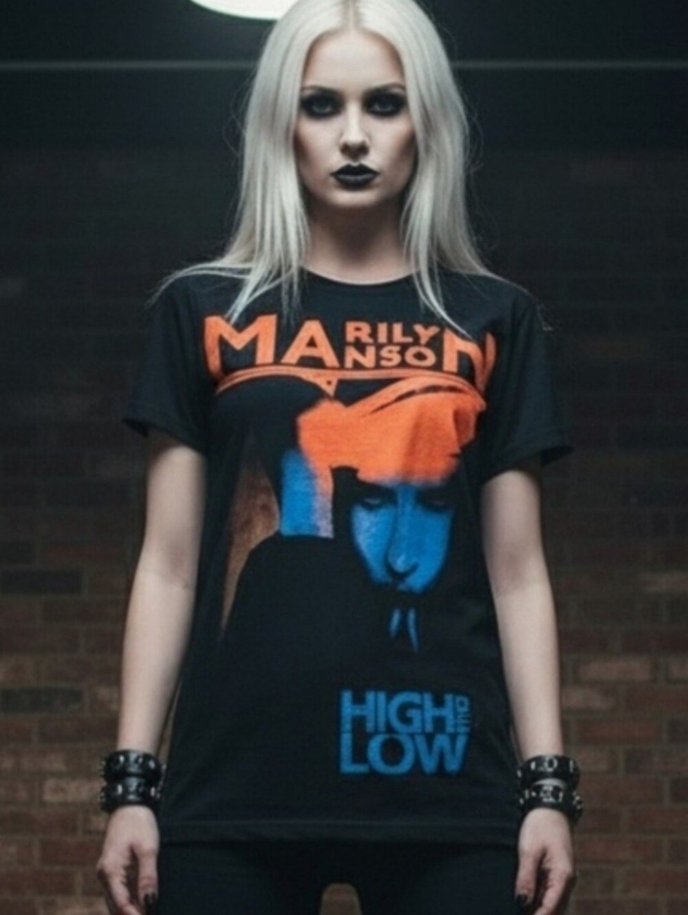Vtg Y2K blk Marilyn Manson the high end of low official band graphic tshirt S